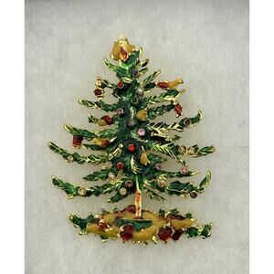 Cute Vintage Enamel & Rhinestone Christmas Tre4
